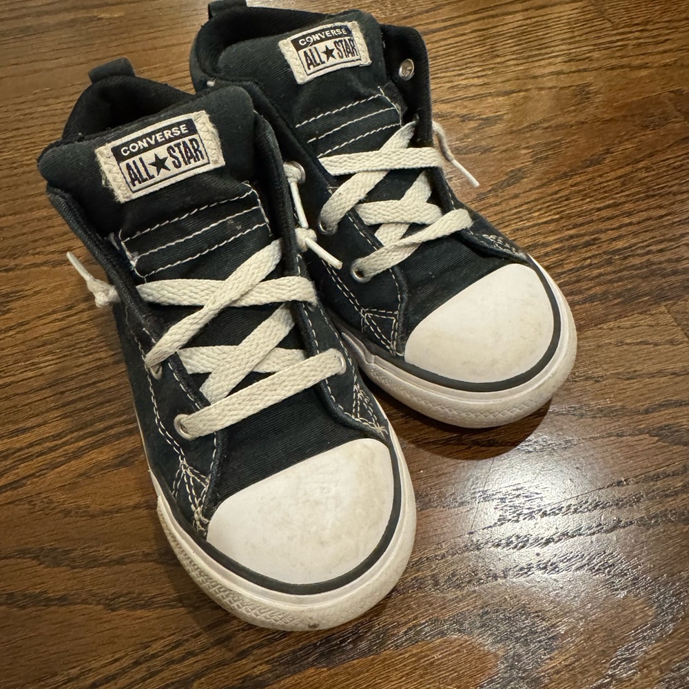 Converse All Star Youth Canvas Mid-Top Black and White Sneakers